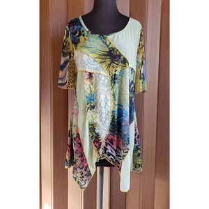 LV Collection NWT size medium Boutique multicolored mesh blouse